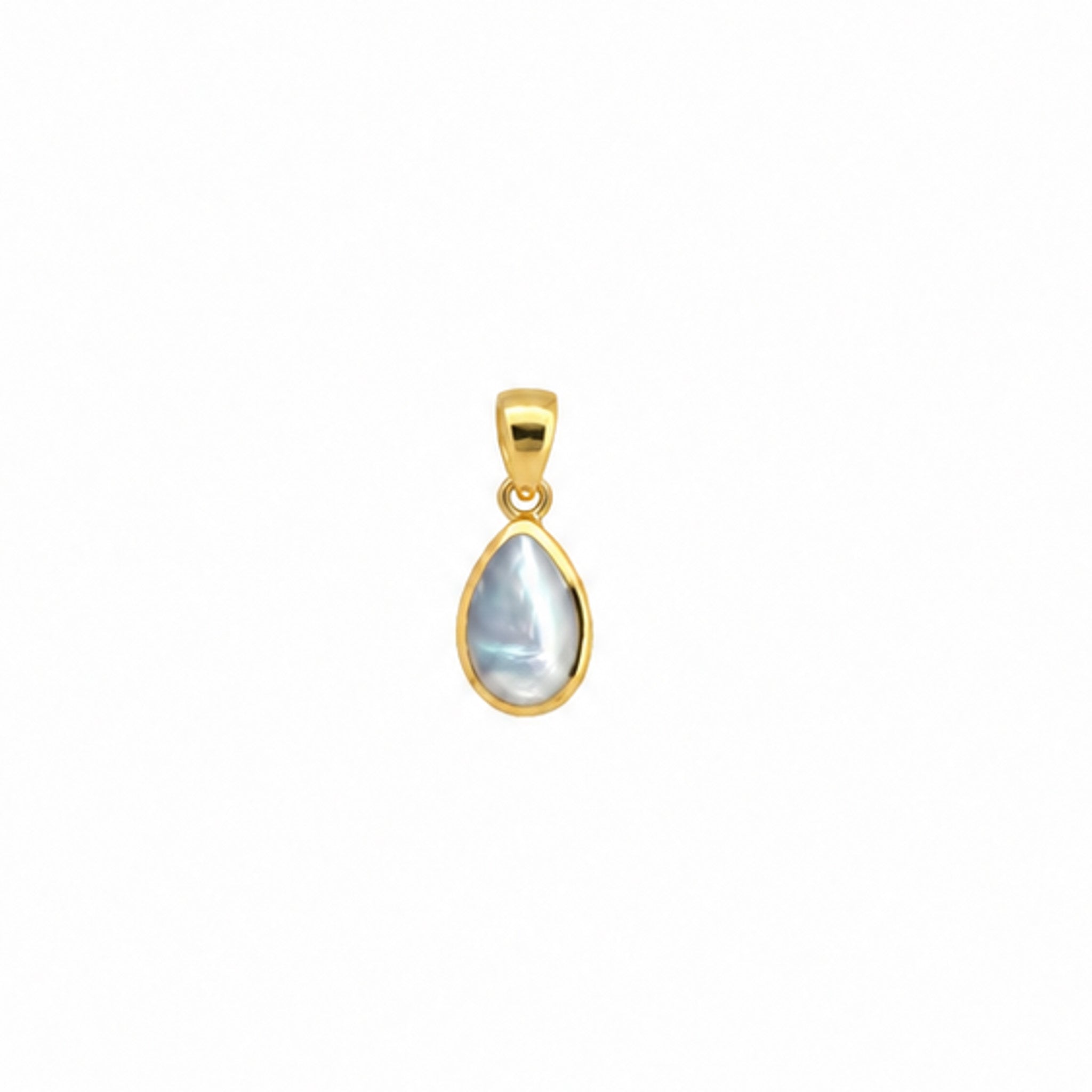 Dainty Dew Drop Pendant in gold vermeil featuring a delicate teardrop design inspired by the beauty of sparkling morning dew.