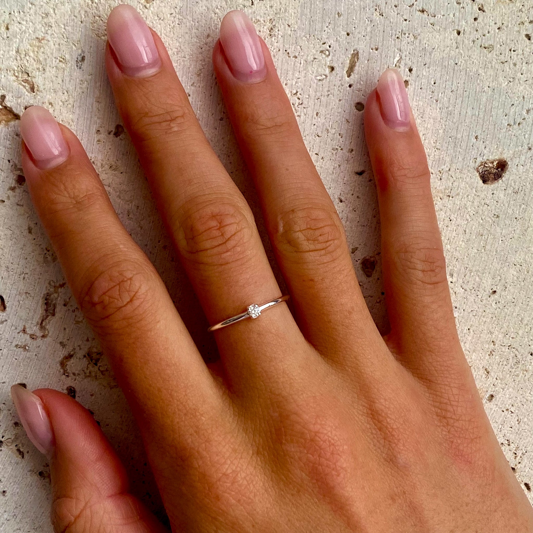 Dainty Zirconia Ring Gold crafted in premium gold vermeil over sterling silver featuring a sparkling cubic zirconia stone.