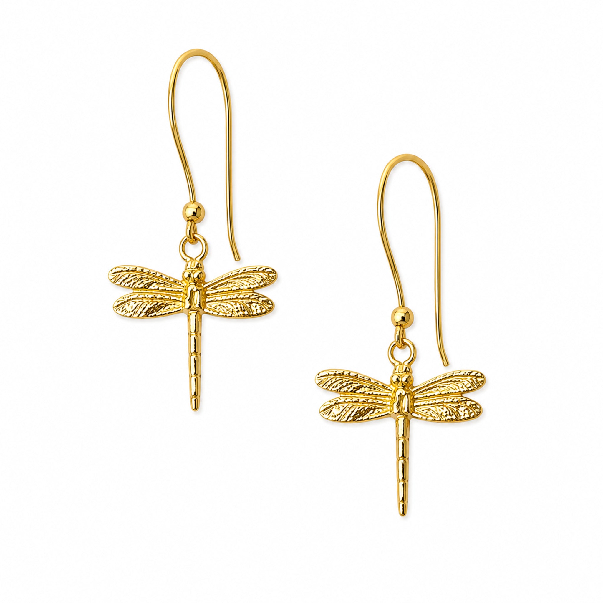 gold dainty dragonfly hook earrings gold