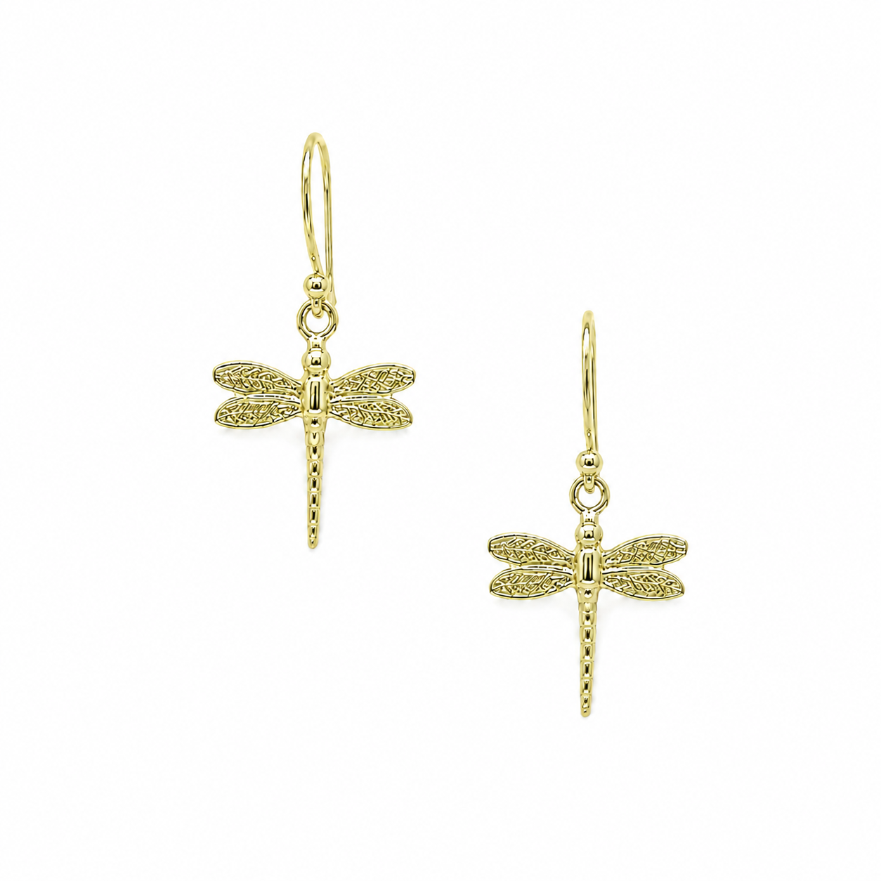 gold dainty dragonfly hook earrings gold