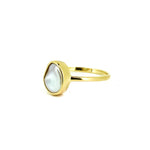 Gold vermeil keshi pearl ring 9mm freshwater pearl bezel set worn on hand Australian jewellery