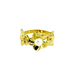 gold frangipani flower ring with pearl