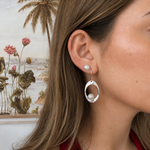 halo pearl earrings sterling silver freshwater pearl drop