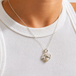 Dolphin Heart Pearl Pendant in sterling silver with 4mm freshwater pearl