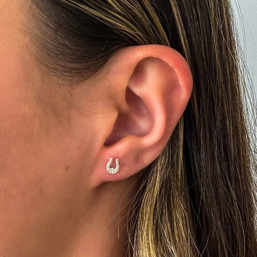 Horseshoe silver stud earrings 
