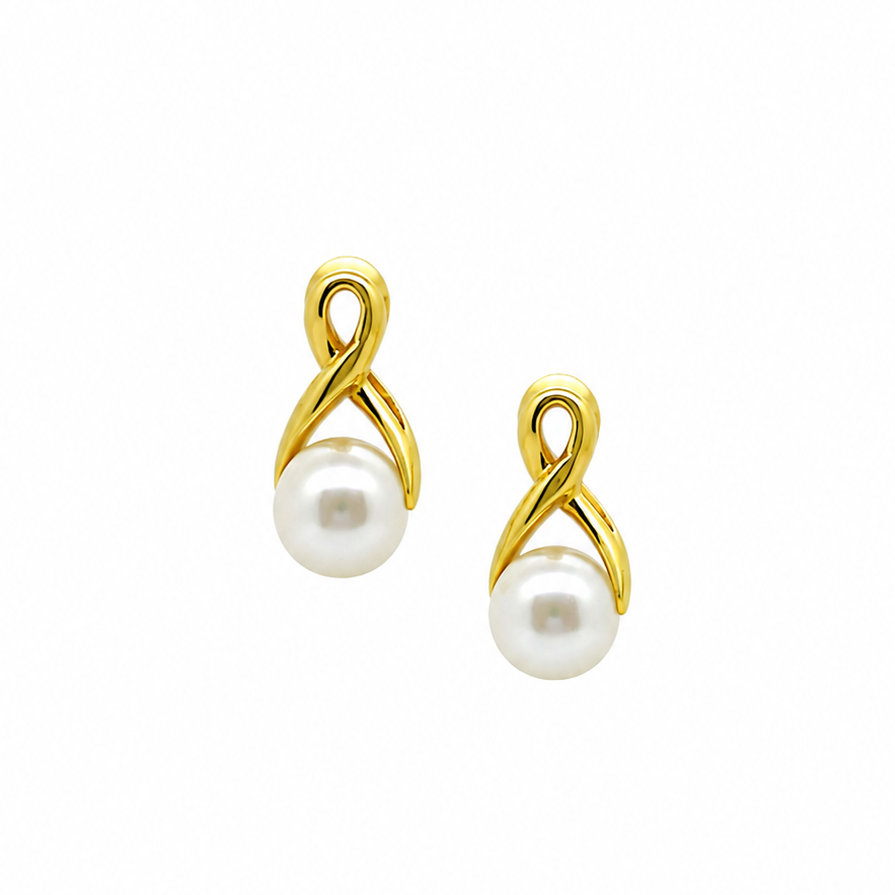 freshwater pearl earrings with gold desugned ib broome western australia