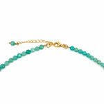 Beach boho Amazonite gemstone necklace with genuine Keshi pearl and gold vermeil clasp designed in Broome Western Australia