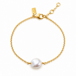 Keshi Pearl Bracelet Gold Vermeil with genuine freshwater keshi pearl on premium 925 sterling silver chain, designed in Broome Western Australia