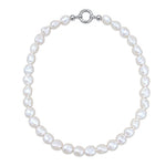freshwater keshi pearl strand necklace silk knotted with silver clasp