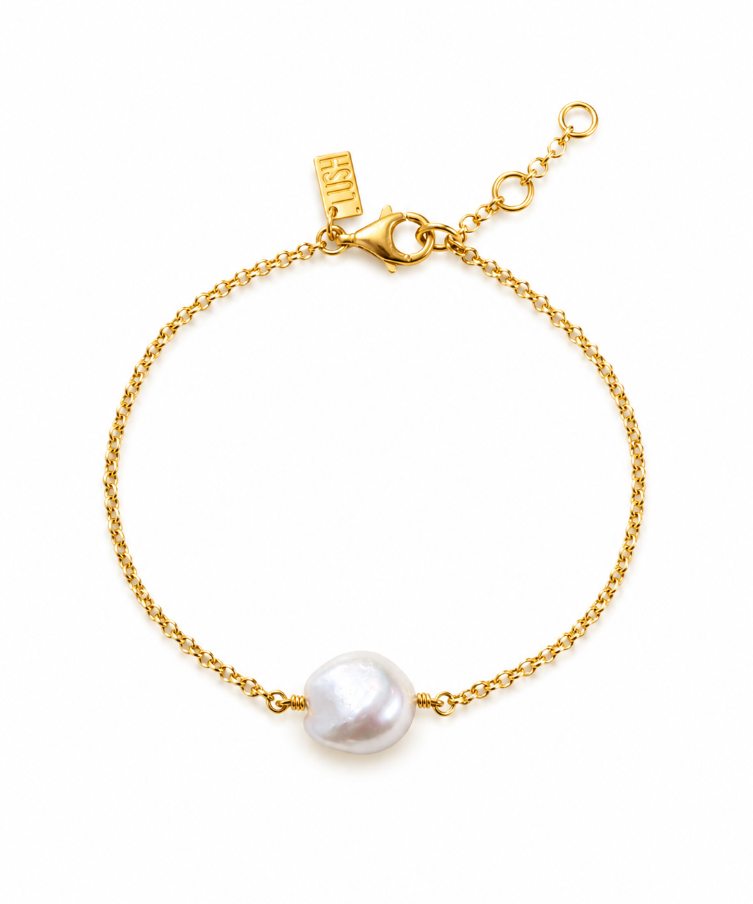 Keshi Pearl Bracelet Gold Vermeil with genuine freshwater keshi pearl on premium 925 sterling silver chain, designed in Broome Western Australia