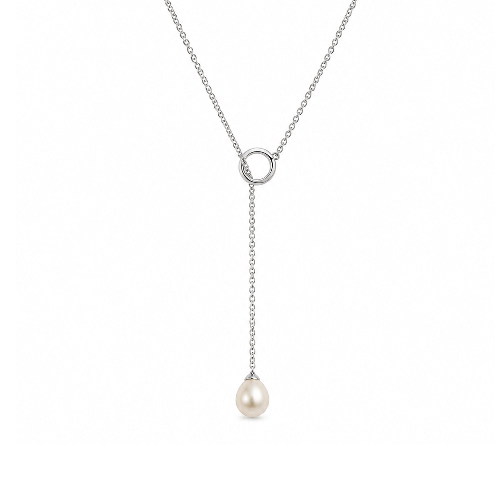 Lani Lariat Pearl Necklace | Sterling Silver Freshwater Pearl Statement Necklace