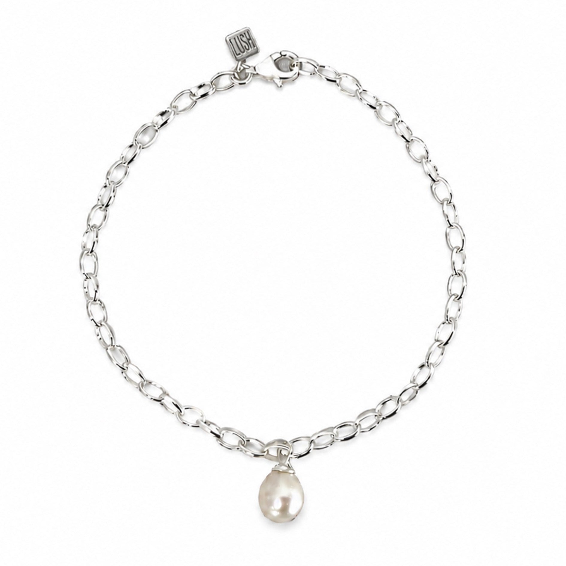 sterling silver belcher chain bracleet with a dainty freshwater pearl