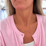 Lush Designs 46cm dainty gold vermeil chain necklace worn on model, delicate everyday gold jewellery designed in Broome Australia.