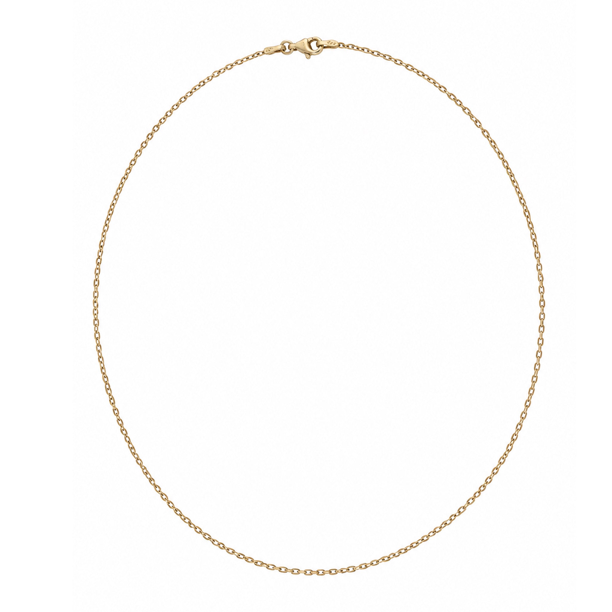 Dainty 46cm gold chain necklace by Lush Designs Jewellery with premium 2-micron gold vermeil finish and lobster clasp.