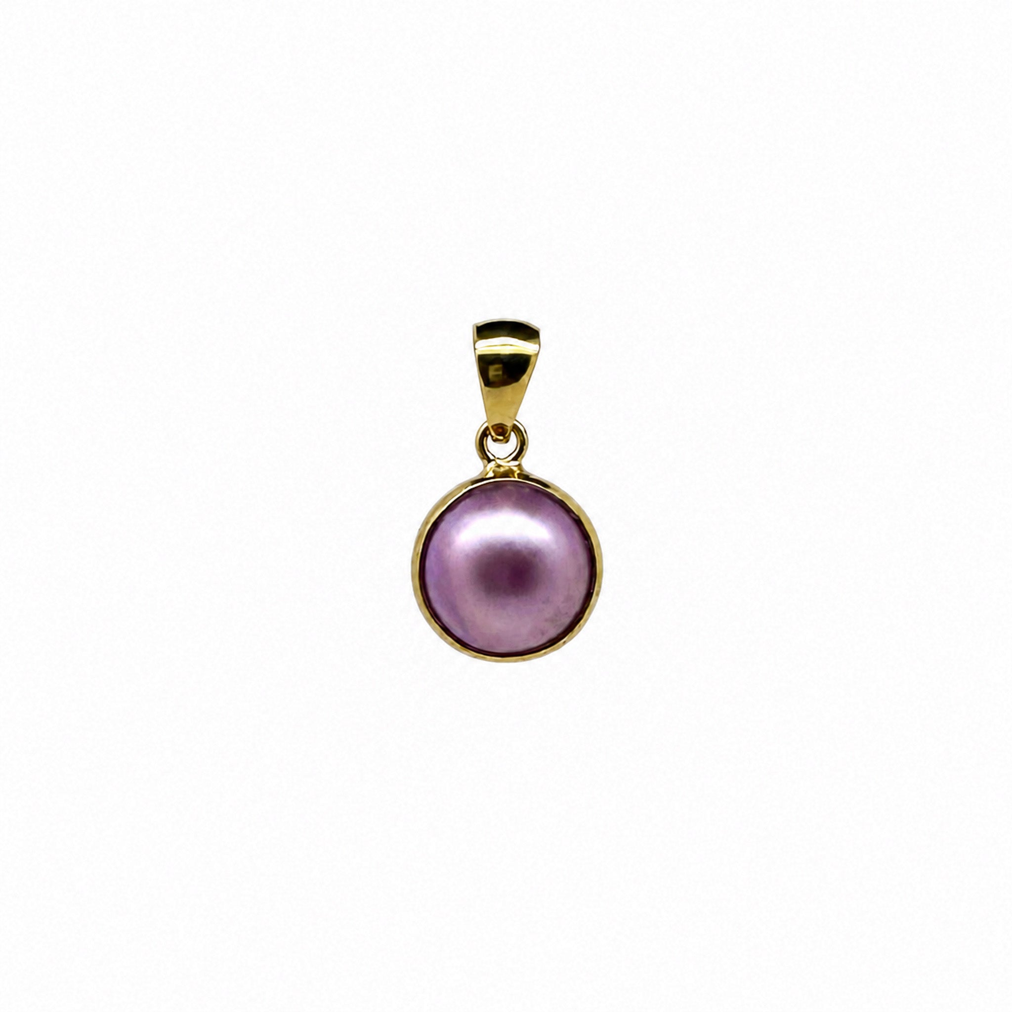 10mm pink mabe pearl pendant bezel set in gold vermeil by Lush Designs Jewellery Broome