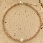 gemstone moonstone beaded necklace with pearl