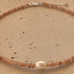 gemstone moonstone beaded necklace with pearl