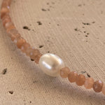 gemstone moonstone beaded necklace with pearl