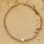 beaded gemstone necklace with pearl
