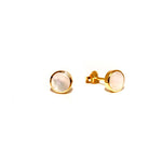 6mm mother of pearl round stud earrings in gold vermeil inspired by coastal Australian style