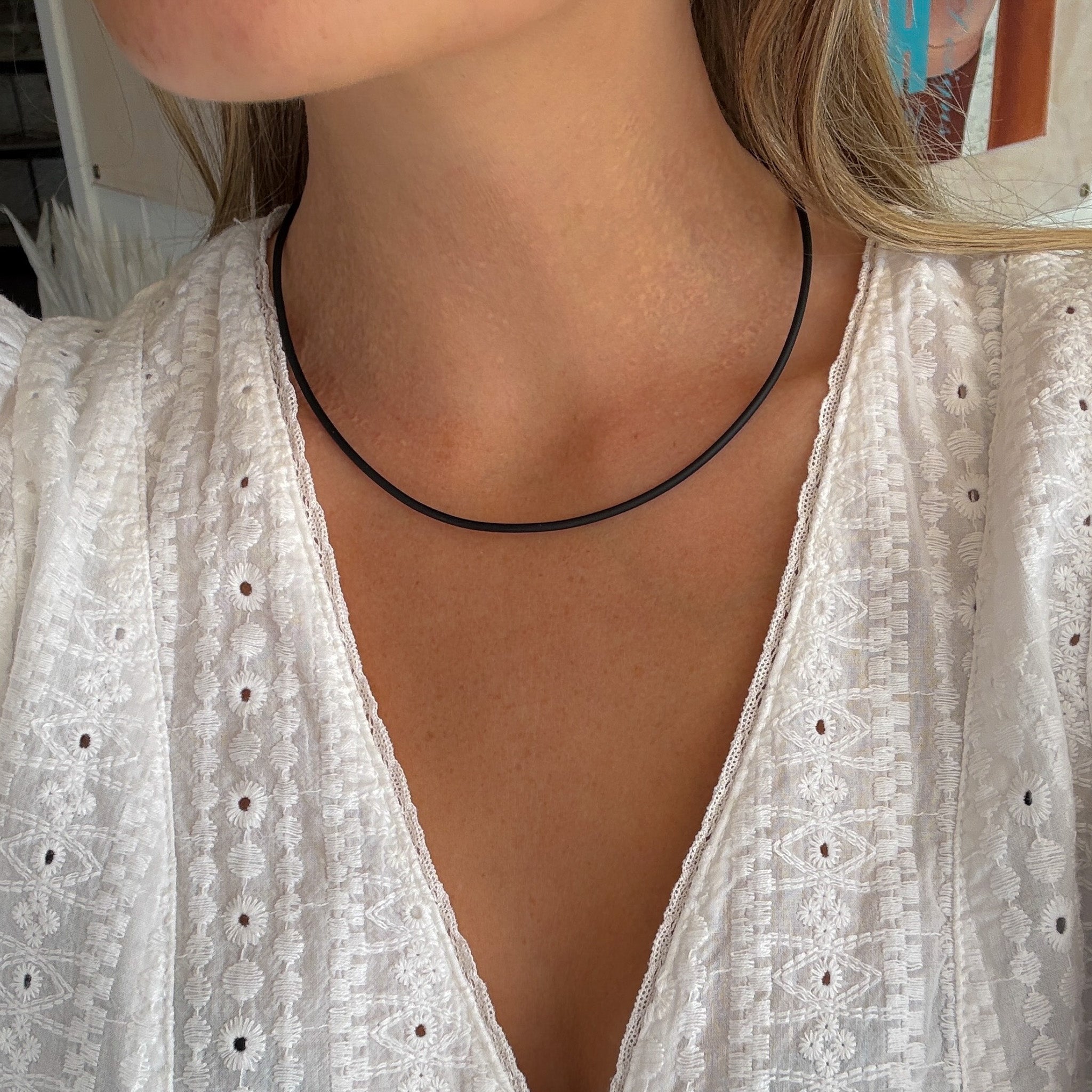 Neoprene Necklace 2mm With Sterling Silver Lobster Clasp