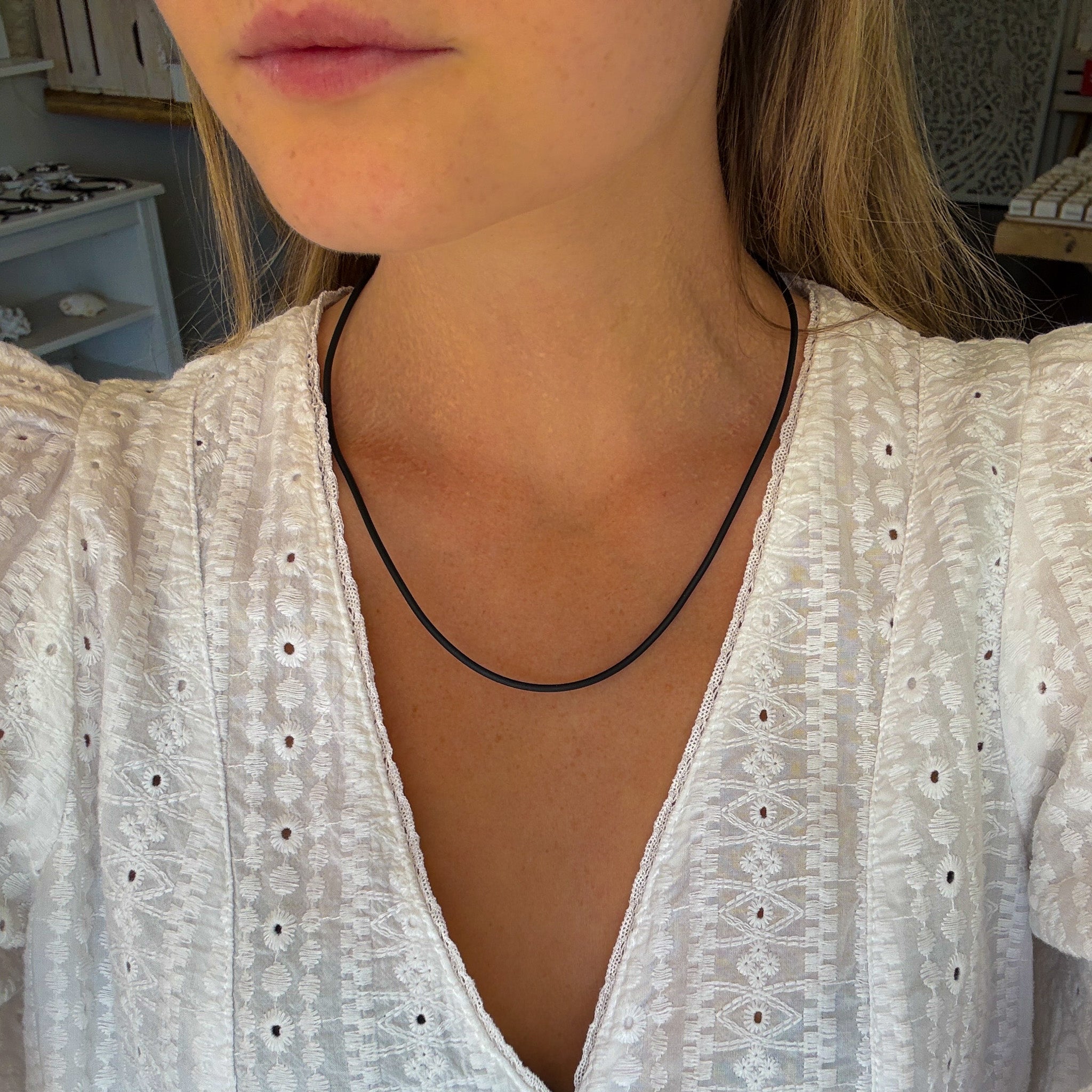 Neoprene Necklace 2mm With Sterling Silver Lobster Clasp