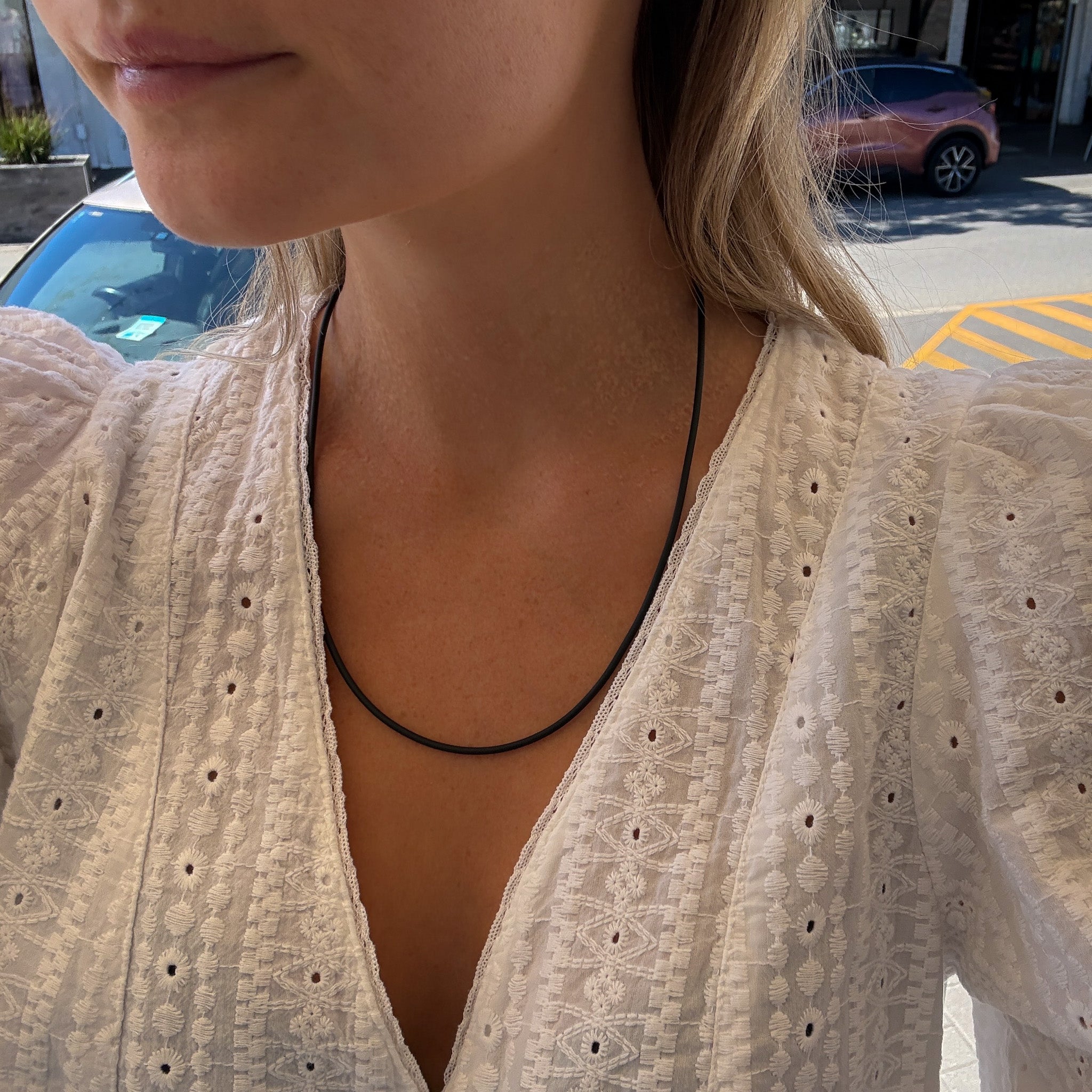 Neoprene Necklace 2mm With Sterling Silver Lobster Clasp