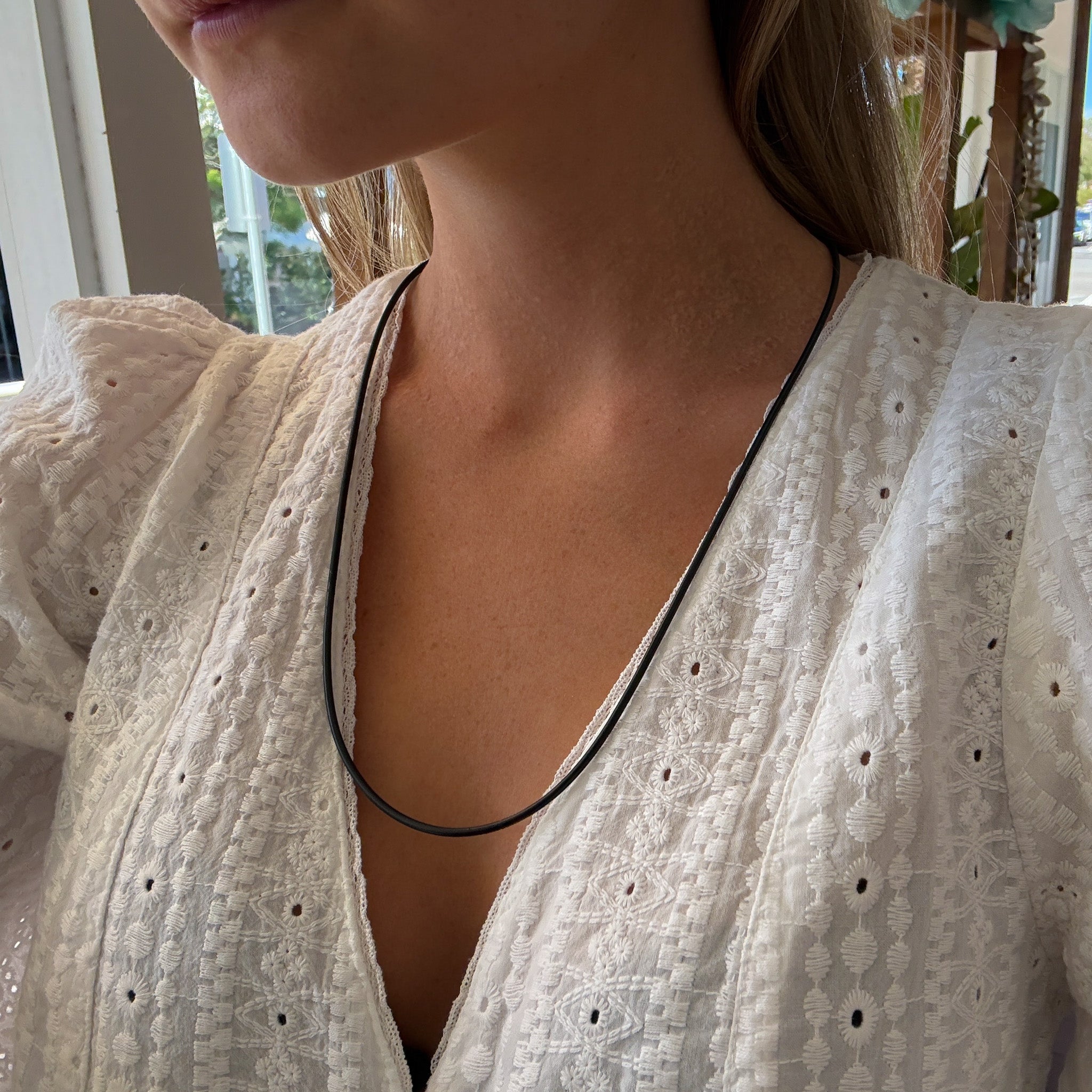 Neoprene Necklace 2mm With Sterling Silver Lobster Clasp