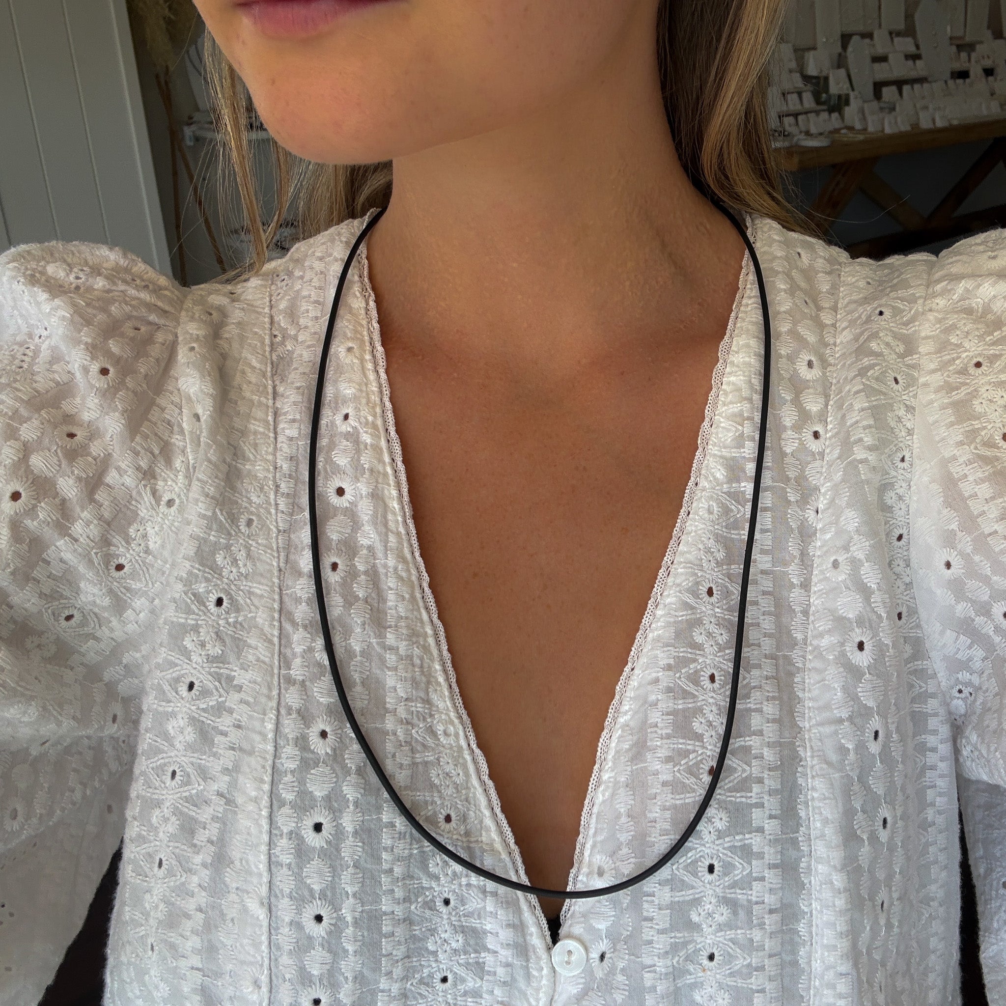 Neoprene Necklace 2mm With Sterling Silver Lobster Clasp