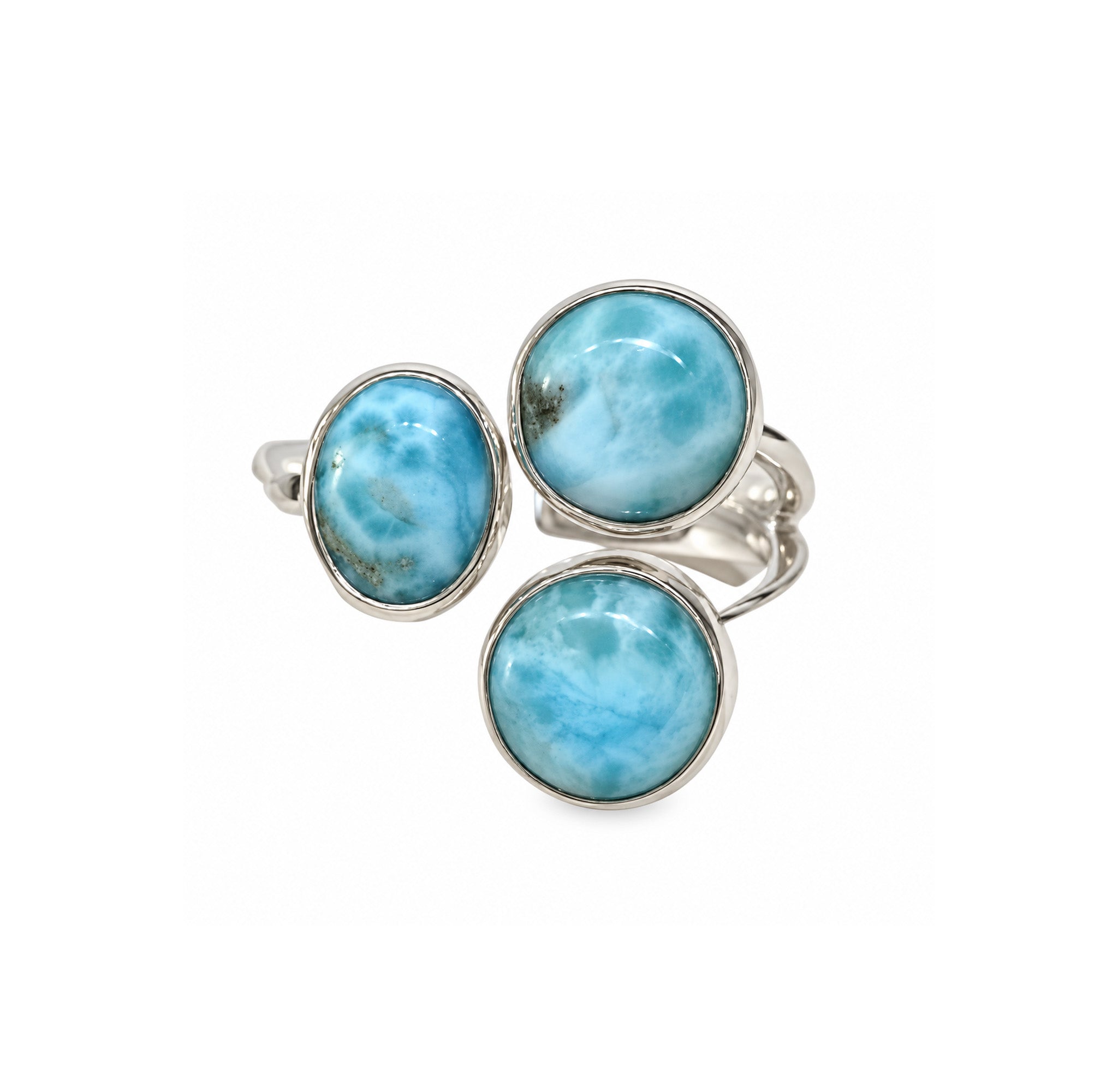 bold larimar ring with turquoise gemstones
