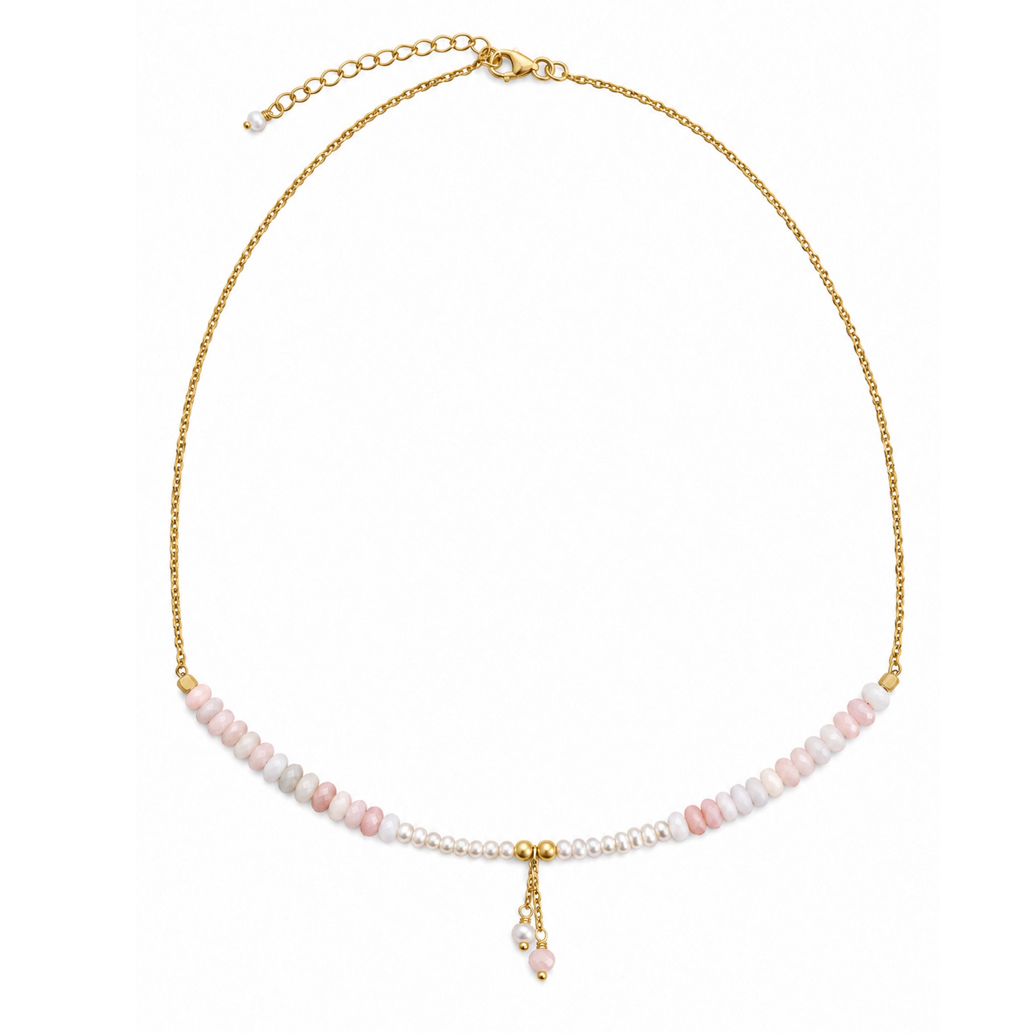 Ocean Spell Pearl Pink Opal Necklace Gold