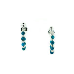 Pair of silver earrings with blue apatite beads with silver detailing on loop earrings 