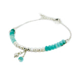 dainty silver bracelet with pearls and amazonite