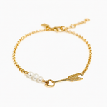 Gold vermeil freshwater pearl arrow bracelet in 925 sterling silver designed in Broome Western Australia