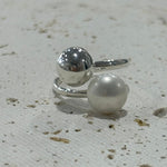 freshwater pearl and silver adjustable ring