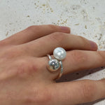 freshwater pearl ring in silver