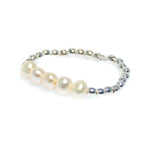 stretch sterling silver ring with freshwater pearls, beach inspired australia designed jewellery