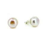 14mm pink freshwater pearl stud earrings set in 925 sterling silver