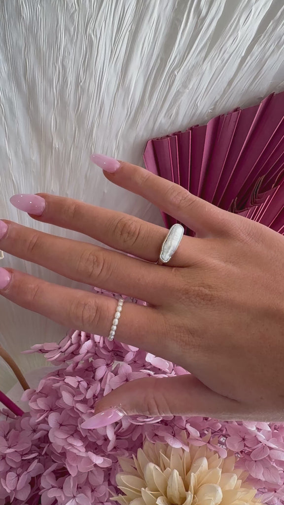 baroque pearl ring set in silver