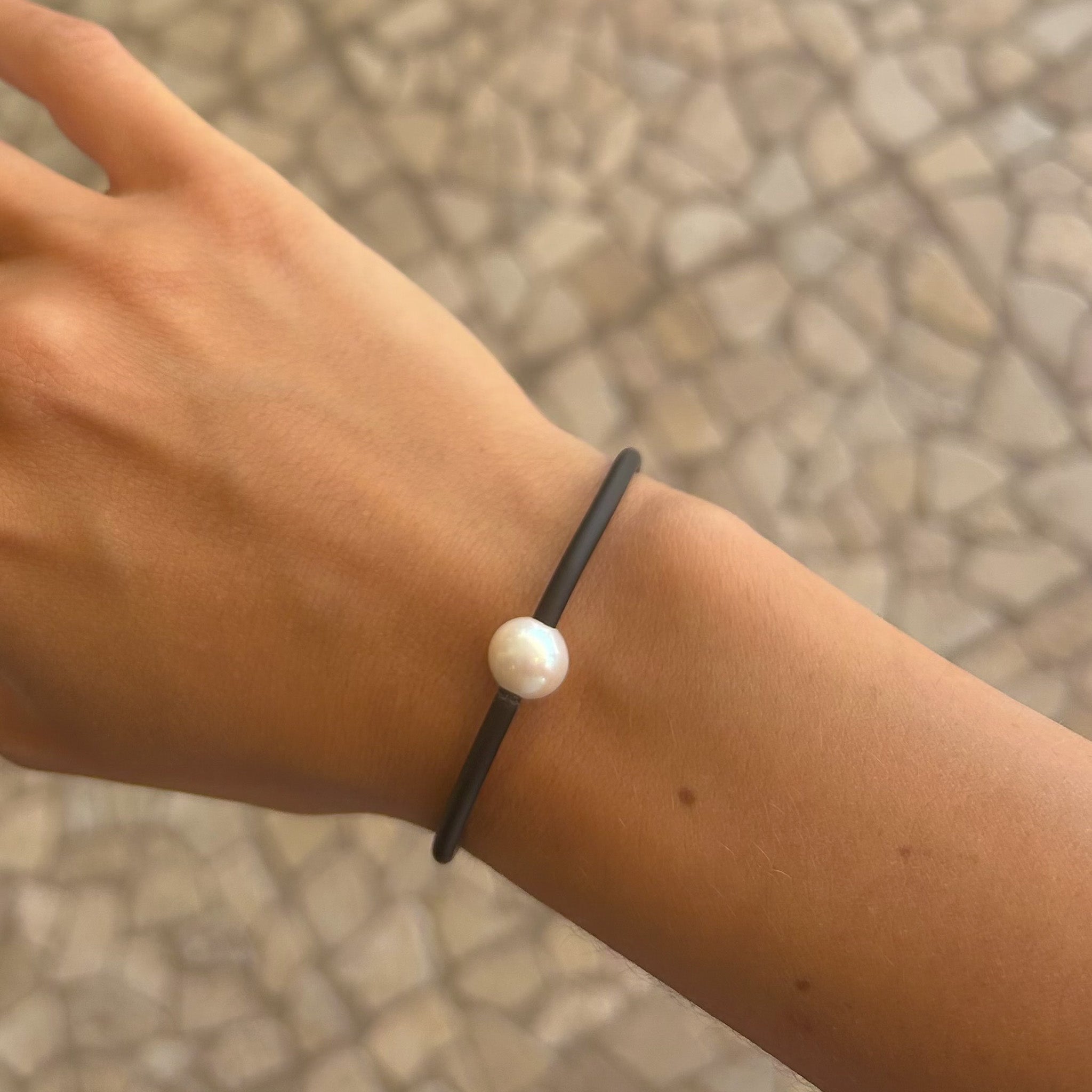 Lush Designs pearl neoprene bracelet designed in Broome Western Australi