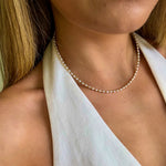 dainty seed pearl and gold ball necklace