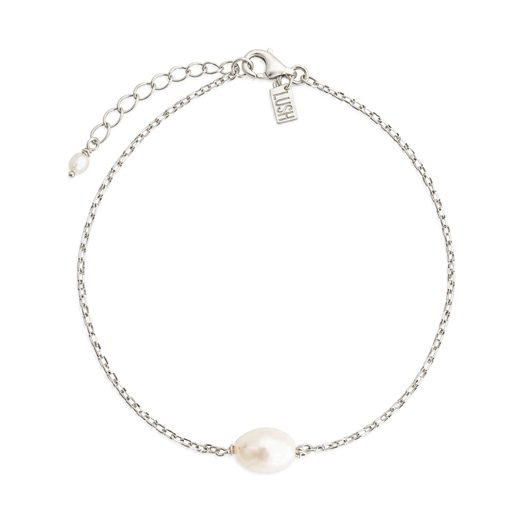 the best seller seaside glow pearl anklet in sterling silver designed by lush design jewellery broome
