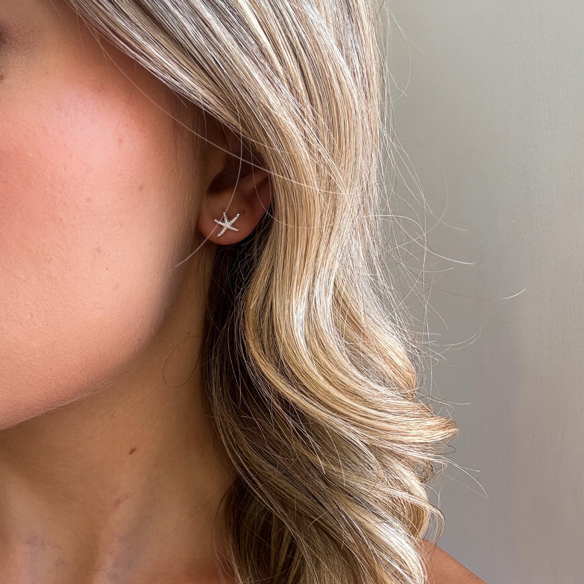 small silver starfish studs