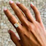 Rectangle mother of pearl ring gold