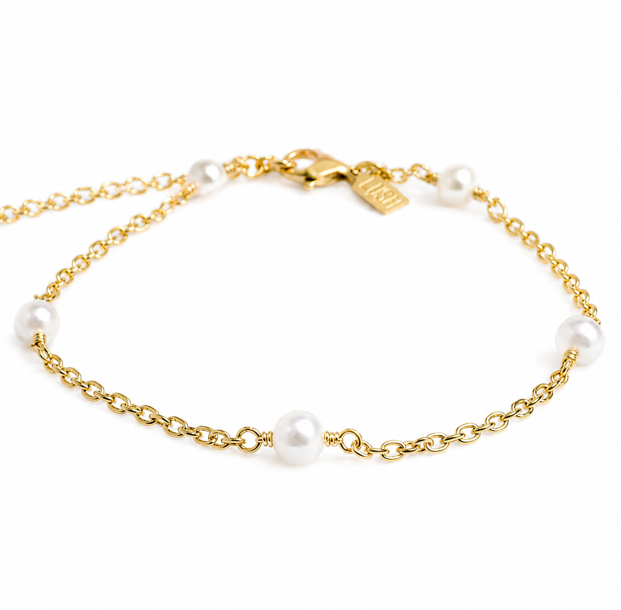 Stardust Pearl Bracelet Gold Vermeil with genuine freshwater pearls on premium 925 sterling silver chain, designed in Broome Western Australia