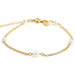 Stardust Pearl Bracelet Gold Vermeil with genuine freshwater pearls on premium 925 sterling silver chain, designed in Broome Western Australia