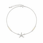 dianty silver necklace with starfish charm and pearl detail designed in broome Western Australia