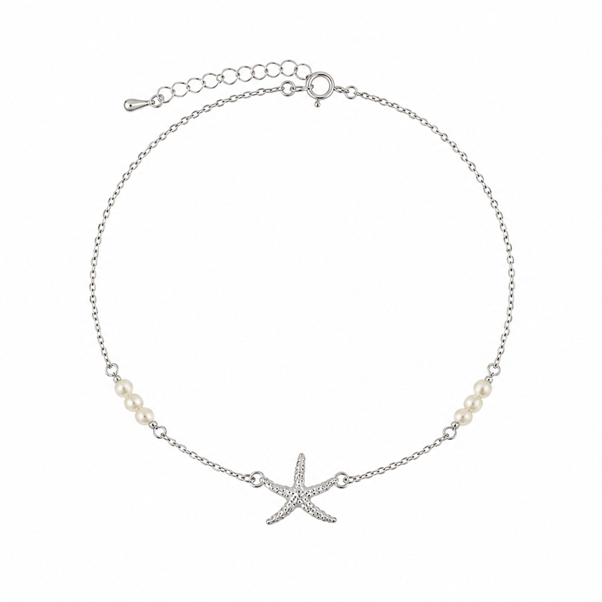 dianty silver necklace with starfish charm and pearl detail designed in broome Western Australia