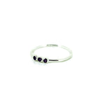dainty silver ring with amethyst gemstoones