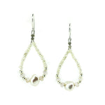 beaded pearl earrings with pink opal